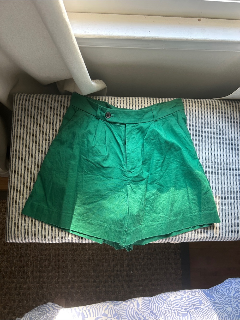 Banana Republic Emerald Green High-Waist Tailored Shorts